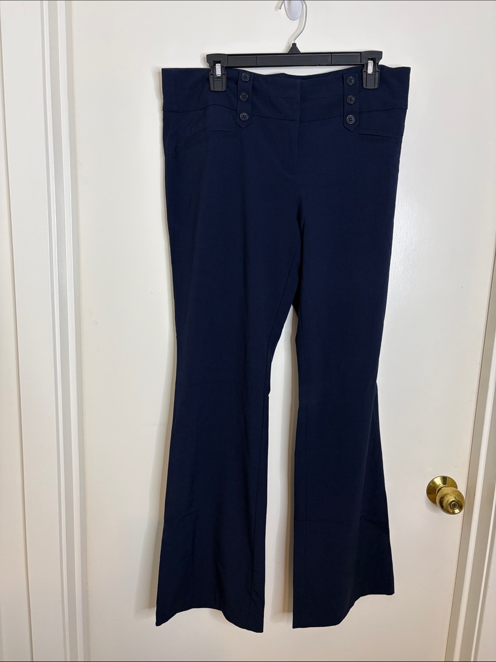 Joe B Dark Navy Boot-Cut Pants with Button Waist